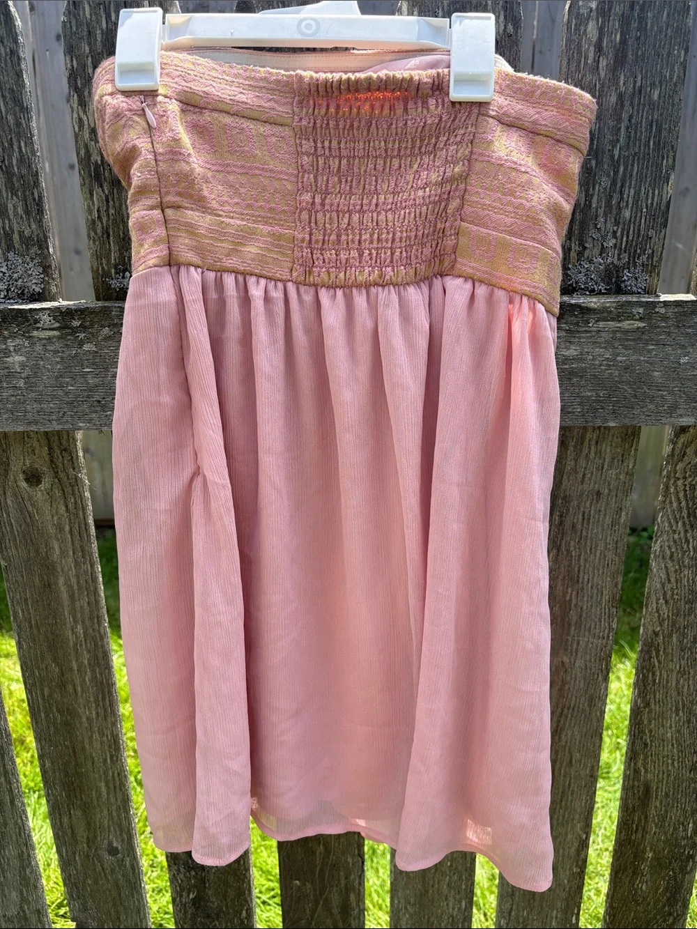 Pins & Needles Pink Textured Two-Tone strapless minidress - Picture 3 of 4